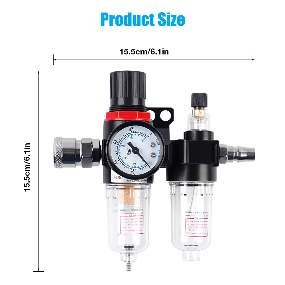 AFC2000 Air Pressure Regulator For Air Compressor,Oil-water Separator, Copper Filter Element, Including Lubricating Oil Atomizer