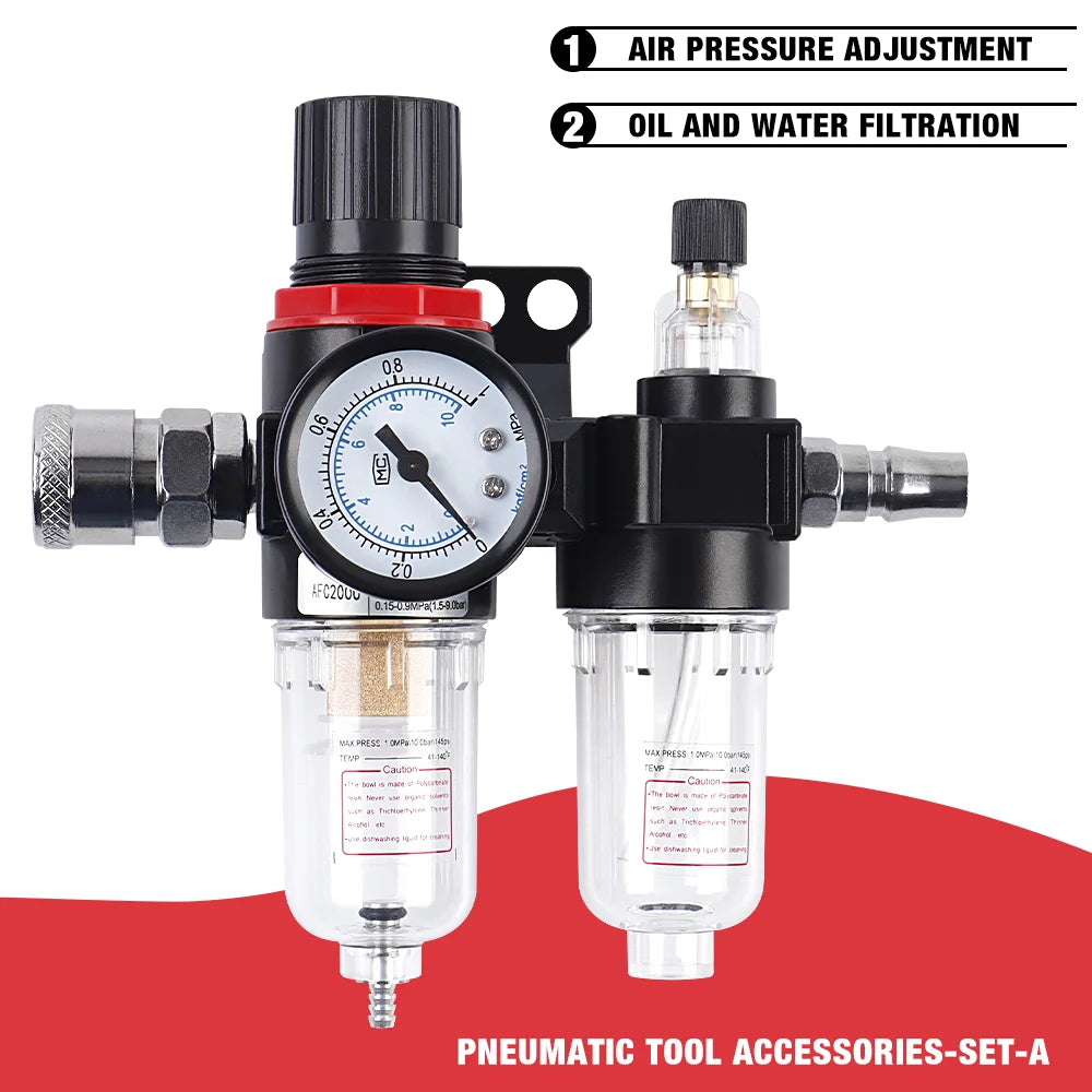 AFC2000 Air Pressure Regulator For Air Compressor,Oil-water Separator, Copper Filter Element, Including Lubricating Oil Atomizer