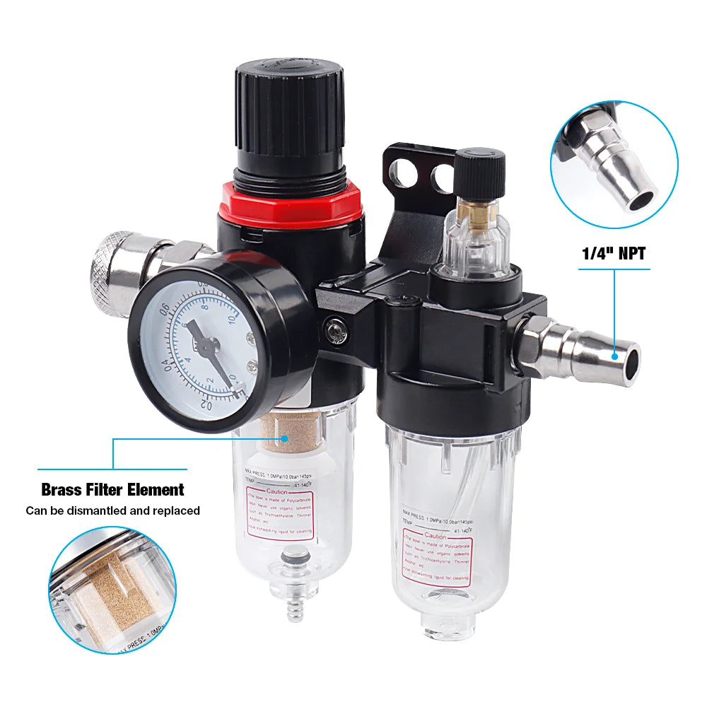 AFC2000 Air Pressure Regulator For Air Compressor,Oil-water Separator, Copper Filter Element, Including Lubricating Oil Atomizer