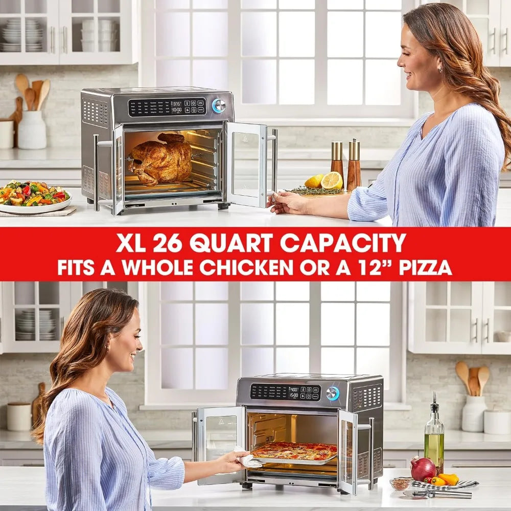 26 QT super large air fryer, convection oven with French door, stainless steel Shipping