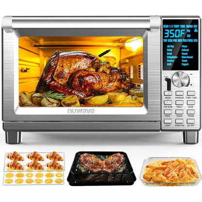 Air Fryer Toaster Smart Oven,12in1 Countertop Convection,30QT Capacity,50°-500°F Temperature Controls,Brushed Stainless Steel