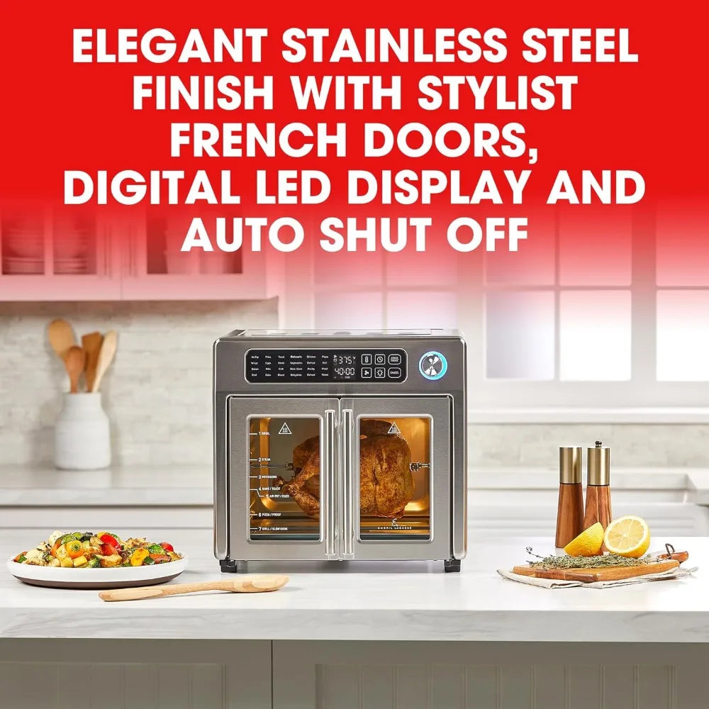 26 QT super large air fryer, convection oven with French door, stainless steel Shipping