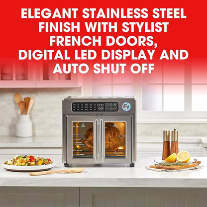 26 QT super large air fryer, convection oven with French door, stainless steel Shipping